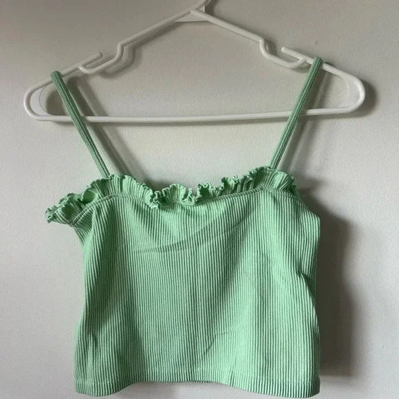 Zara Green Ruffled‎  Tank Top - Picture 2 of 4